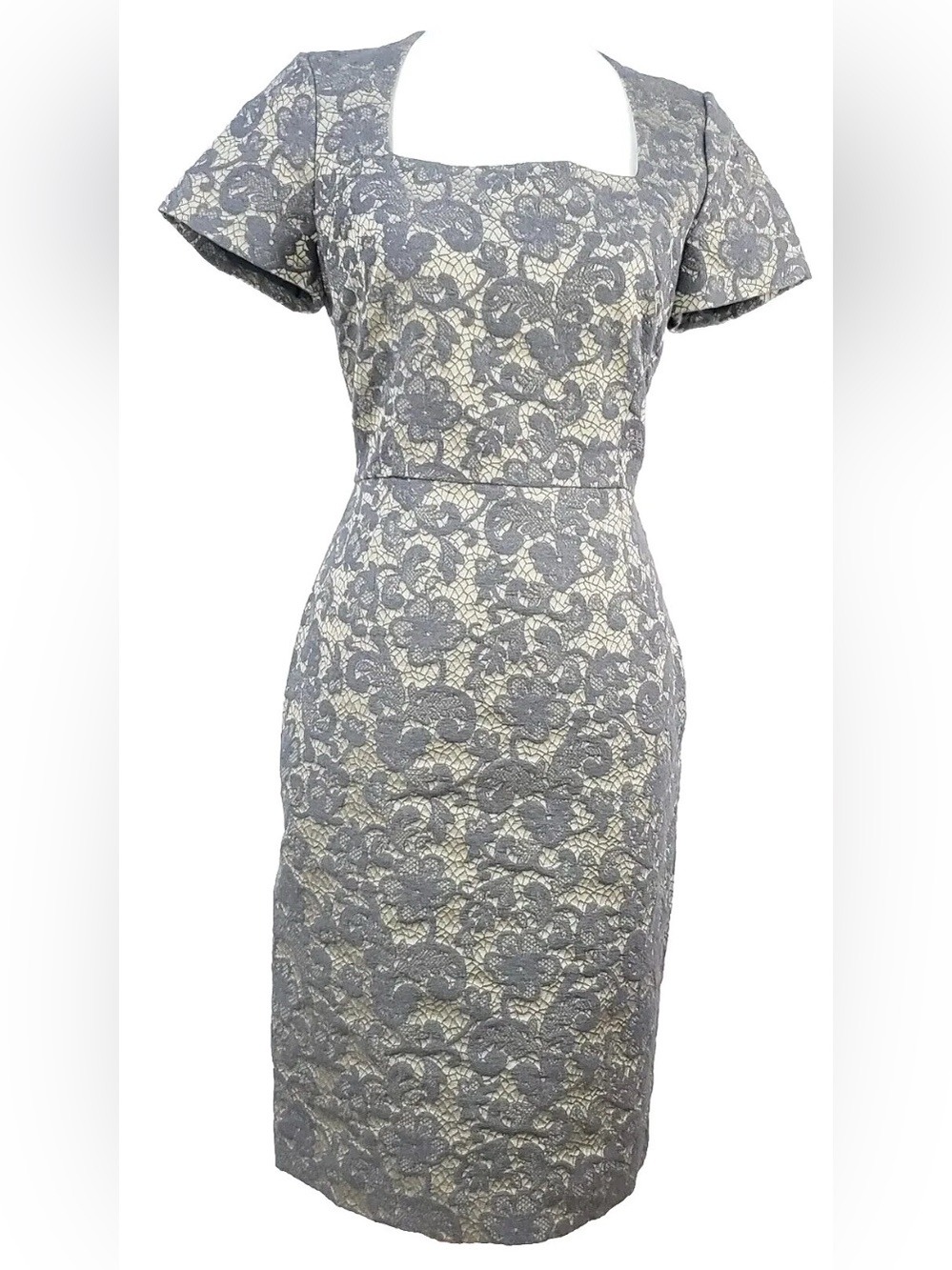 Banana Republic - NEW - Grey Floral Lace Cocktail Dress Floral Lace Midi Dress